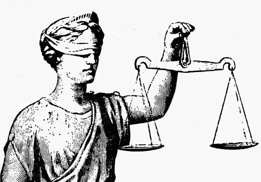 Lady Justice holding balanced scales